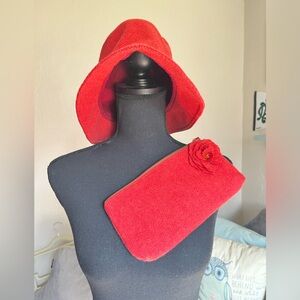 Pumpkin Wool Bucket Hat and matching Clutch